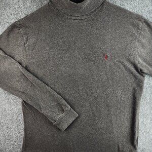 Polo Ralph Lauren XL Dark Gray Turtleneck Pullover Sweater Long Sleeve Red Pony